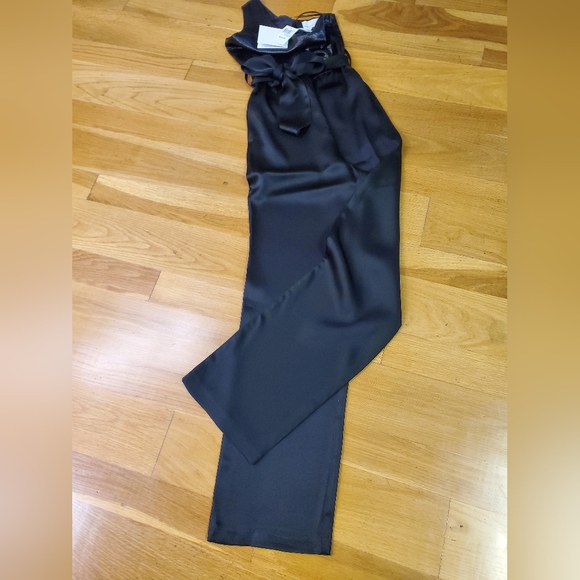 Carolina Ritzler NWT black wide leg one shoulder Jumpsuit rp$930 - Picture 4 of 13